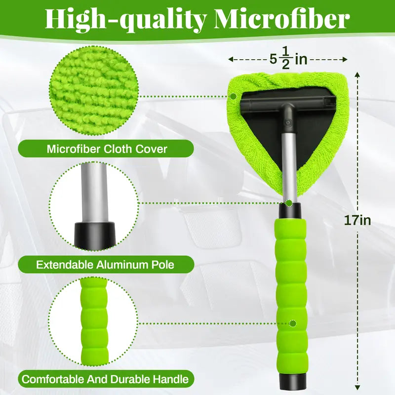 🚚Microfiber Car Windshield Cleaner with Extendable Handle and Washable Pads