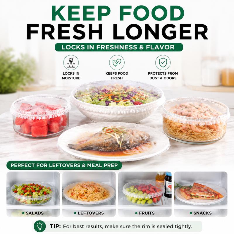 🥗 100PCS Stretch Food Covers – Reusable Bowl & Plate Food Protectors