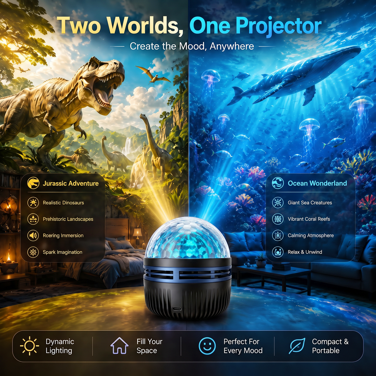 🎁🎀360° Smart Holographic Starry Sky Projector (HD Smart Dynamic 5D）🎁