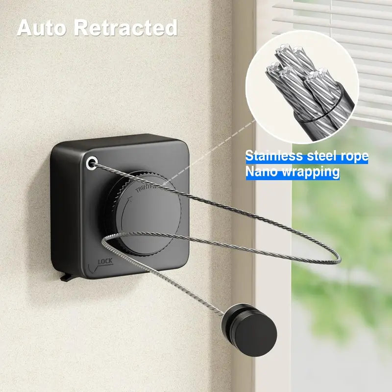 🧺 Retractable Clothesline – Wall-Mounted Stainless Steel Space-Saving Laundry Drying Line 🏠✨