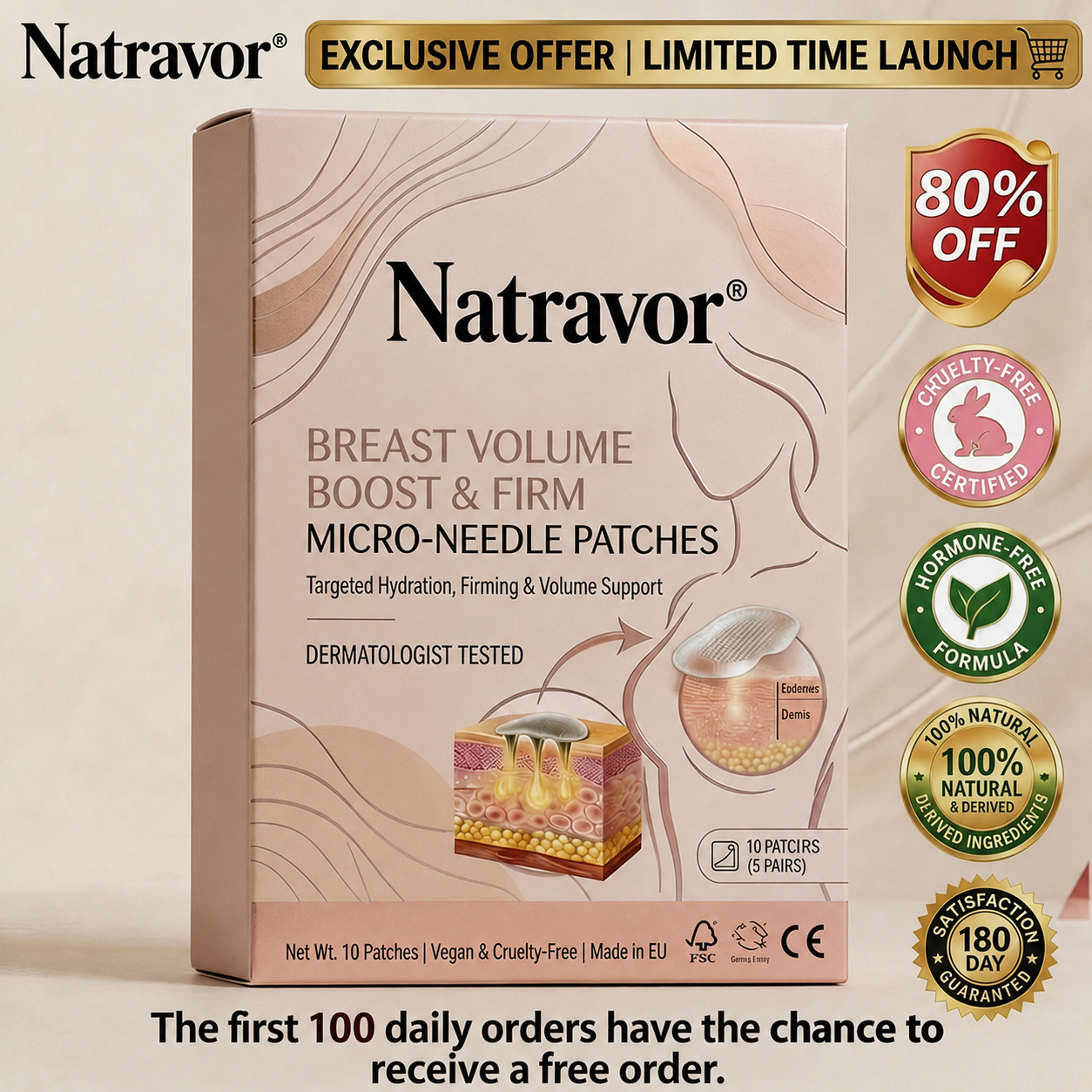 🔥Limited-time 60% sale--NATRAVOR® Targeted Breast Enhancement Advanced Nano-Microneedle Patches