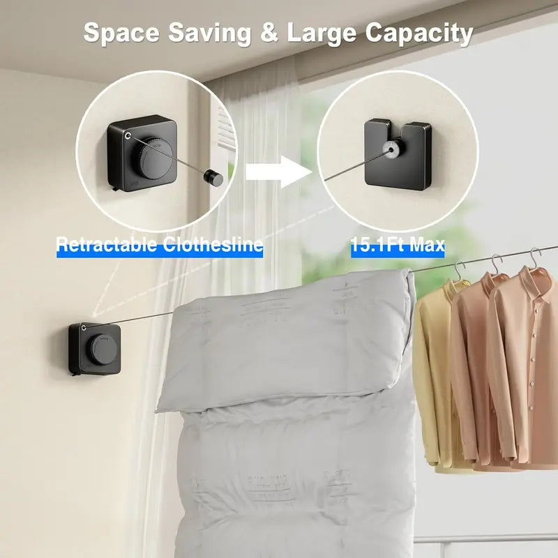 🧺 Retractable Clothesline – Wall-Mounted Stainless Steel Space-Saving Laundry Drying Line 🏠✨
