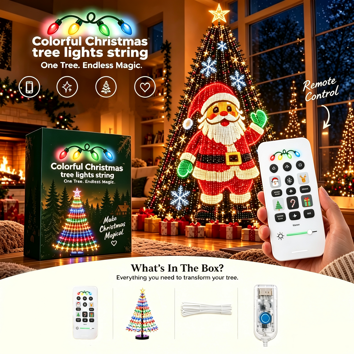 💥Upgrade Your Tree With Animated Christmas Magic!🎅✨Lighted Tree Pro - Smart DIY App-Controlled LED Christmas Tree Lights with Custom Holiday Patterns