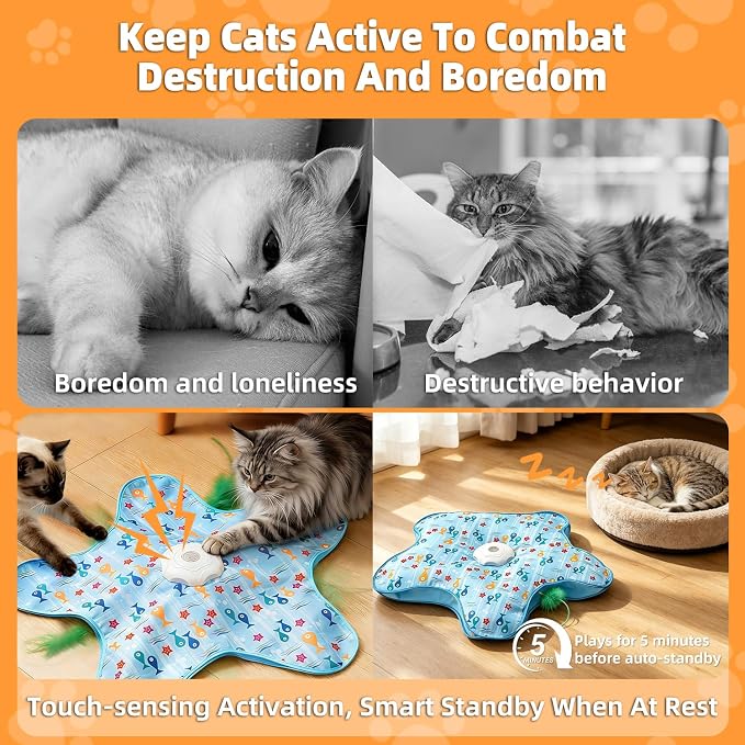 🐾 Interactive Cat Toy – 360° Moving Teaser for Endless Hunting Fun 😻