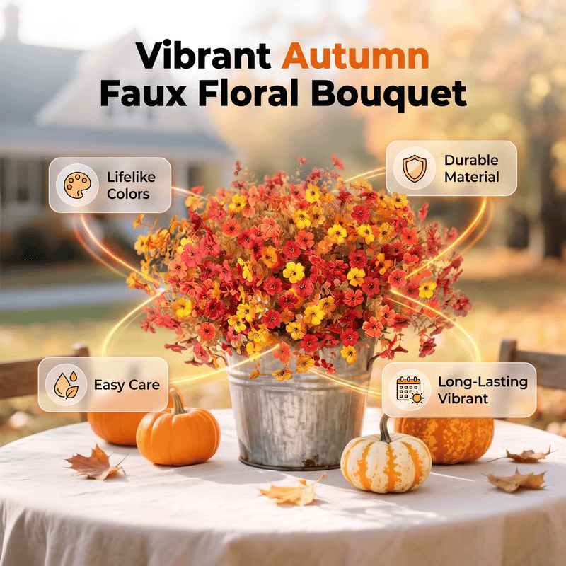 🔥Last Day 50% OFF--Artificial Fall Flowers for Outdoor Indoor Garden Home Decoration