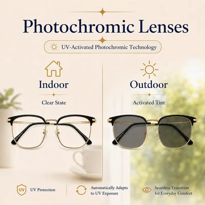 👓✨ Smart Photochromic Blue Light Glasses – Lightweight Rimless Frame for Everyday Comfort & Clear Vision