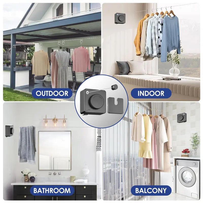 🧺 Retractable Clothesline – Wall-Mounted Stainless Steel Space-Saving Laundry Drying Line 🏠✨