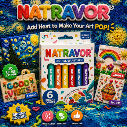 🎨NATRAVOR® 3D Puff Art Pens – Draw, Heat & Watch It Rise