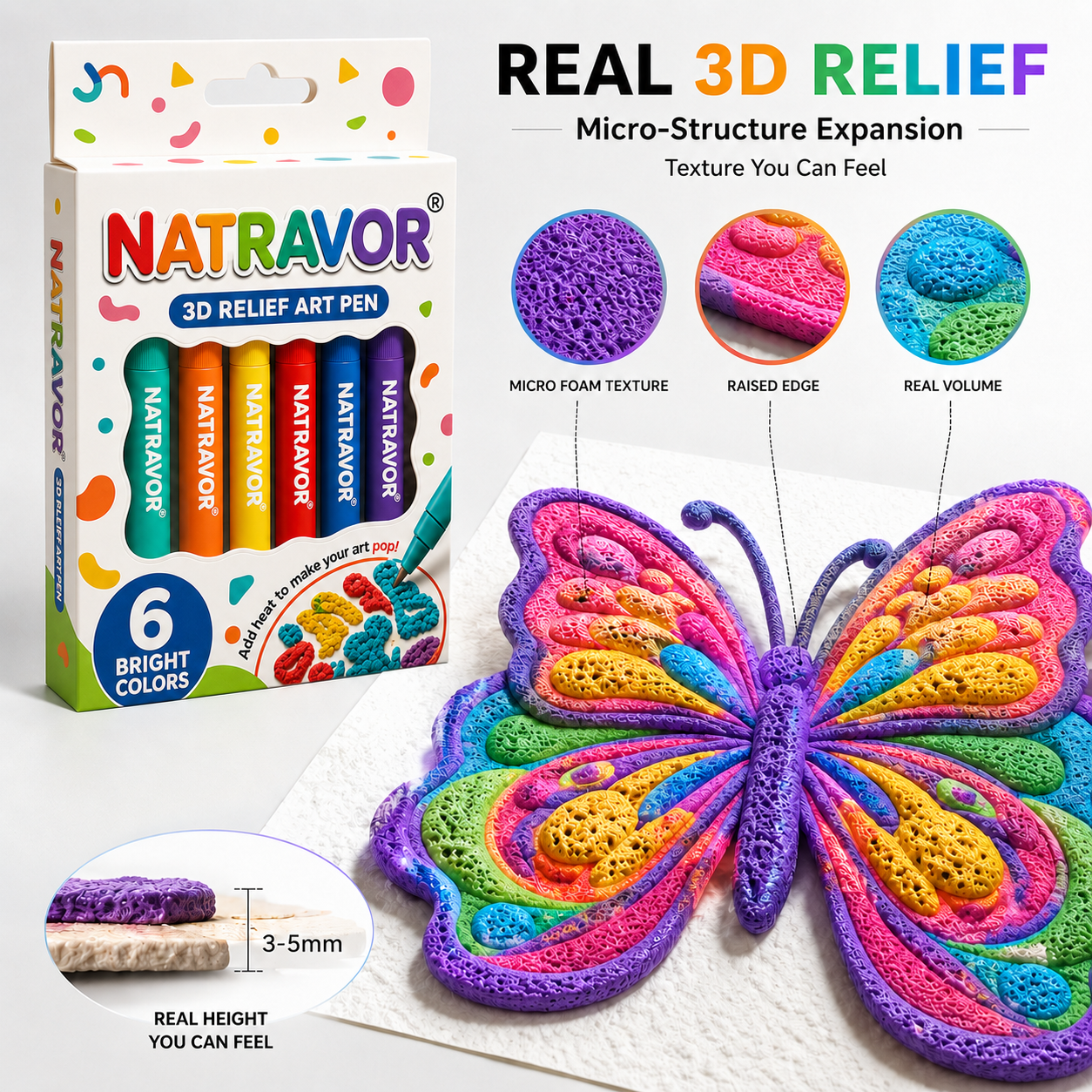 🎨NATRAVOR® 3D Puff Art Pens – Draw, Heat & Watch It Rise
