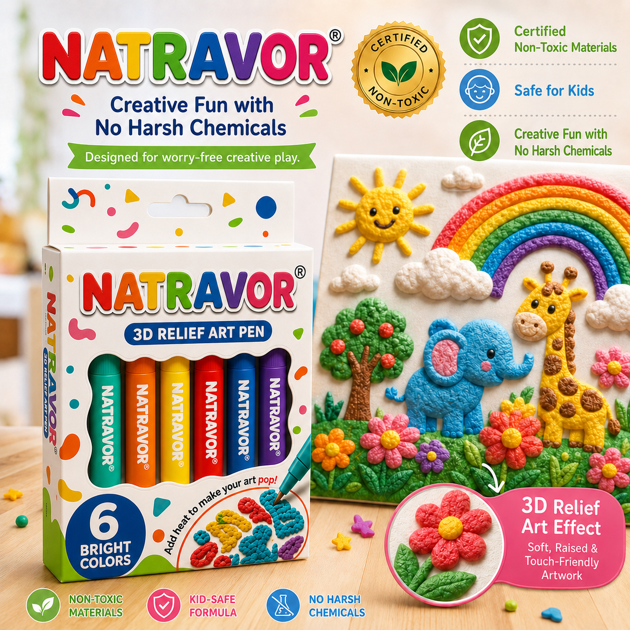 🎨NATRAVOR® 3D Puff Art Pens – Draw, Heat & Watch It Rise