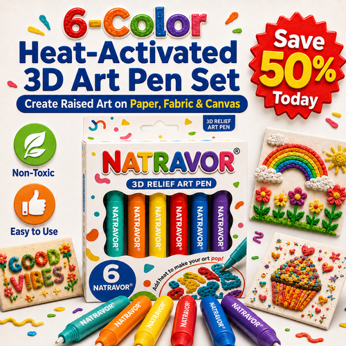 🎨NATRAVOR® 3D Puff Art Pens – Draw, Heat & Watch It Rise