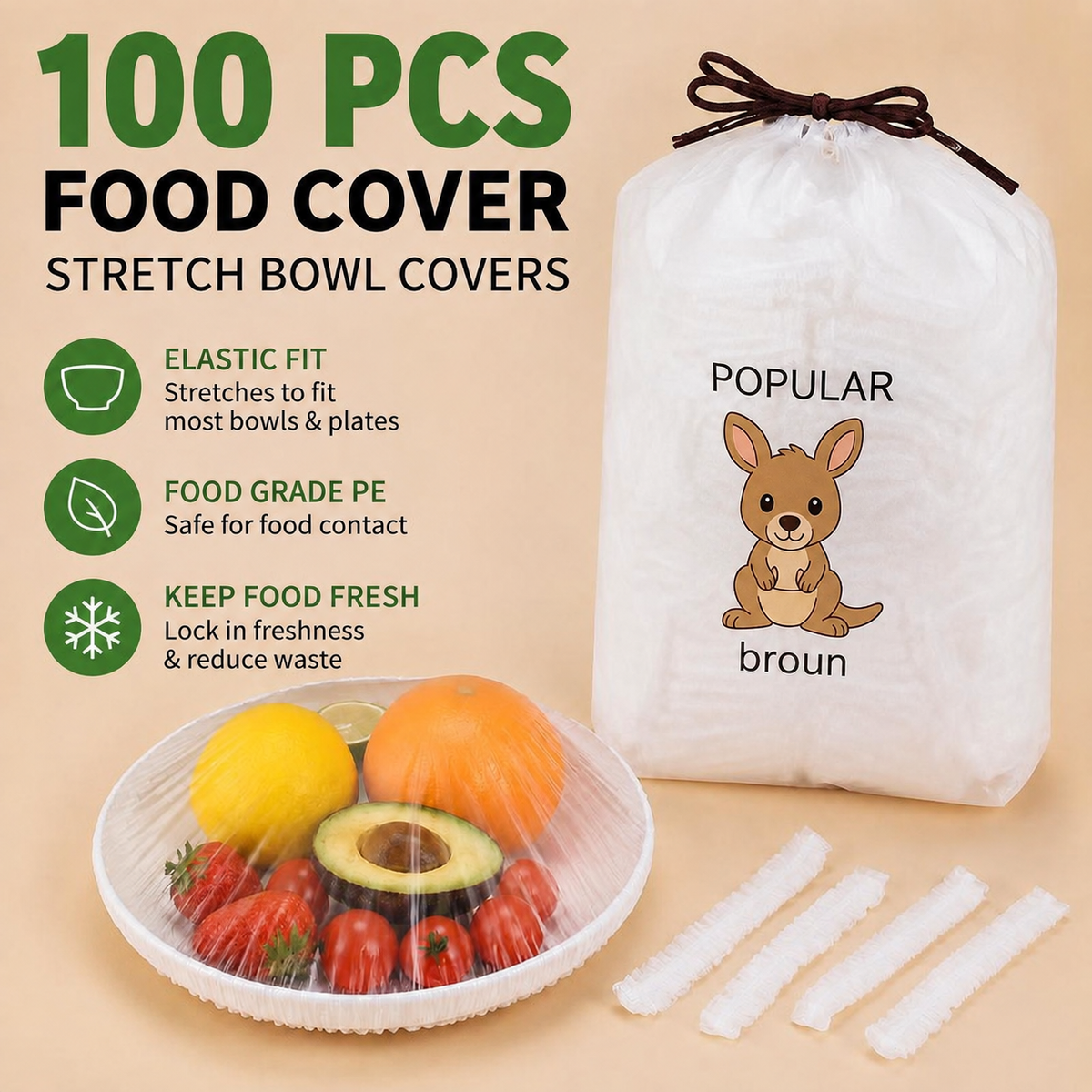 🥗 100PCS Stretch Food Covers – Reusable Bowl & Plate Food Protectors