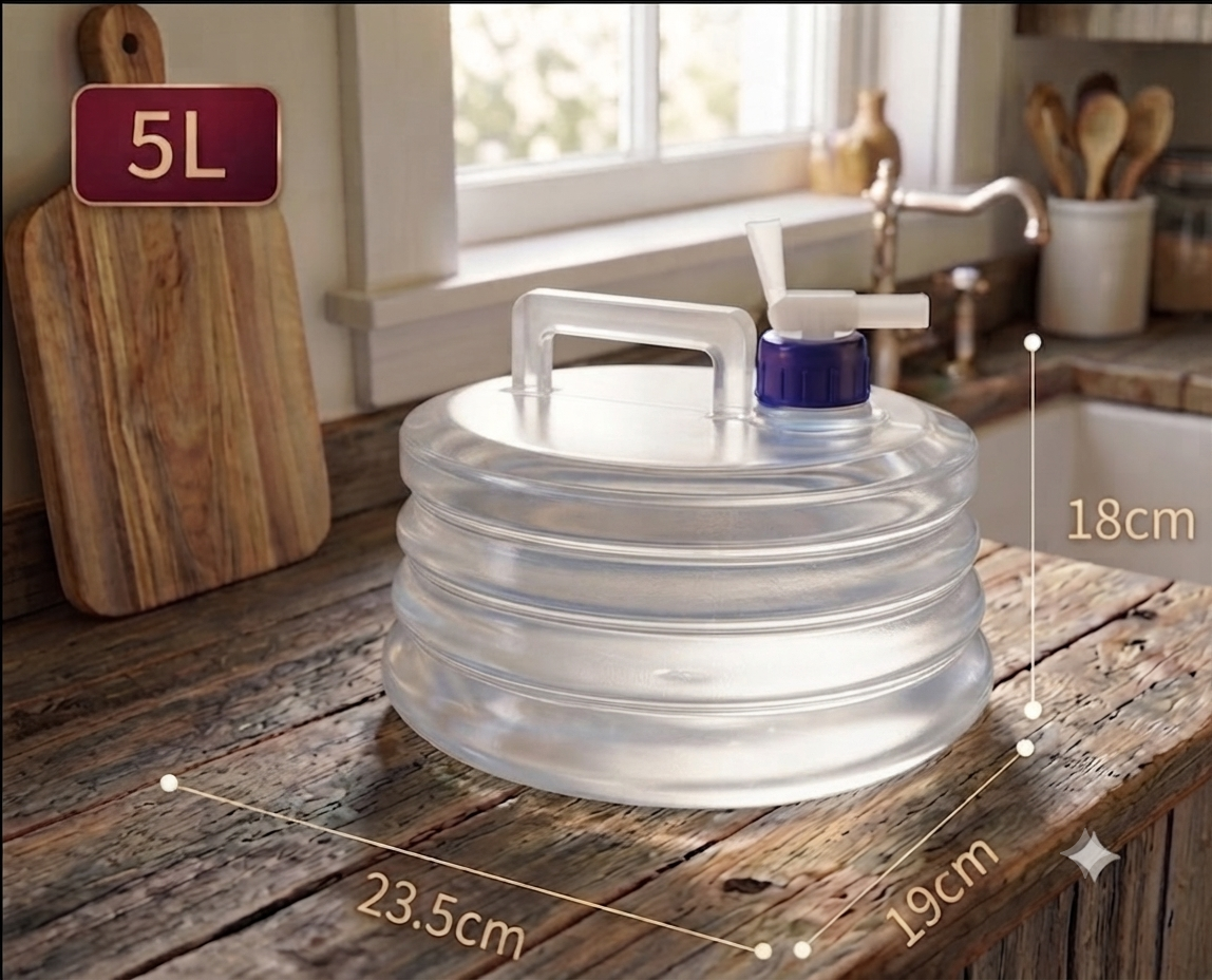 💧Foldable Water Container with Spigot – Space-Saving Portable Water Storage