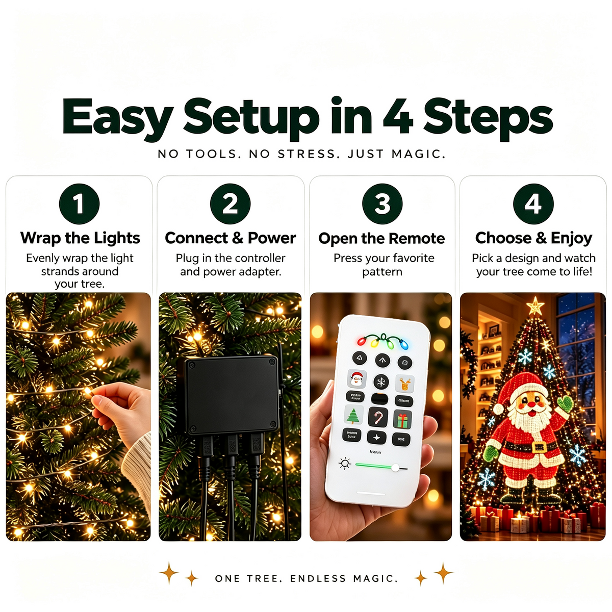 💥Upgrade Your Tree With Animated Christmas Magic!🎅✨Lighted Tree Pro - Smart DIY App-Controlled LED Christmas Tree Lights with Custom Holiday Patterns