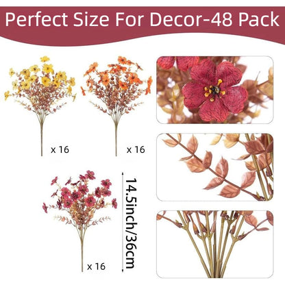 🔥Last Day 50% OFF--Artificial Fall Flowers for Outdoor Indoor Garden Home Decoration