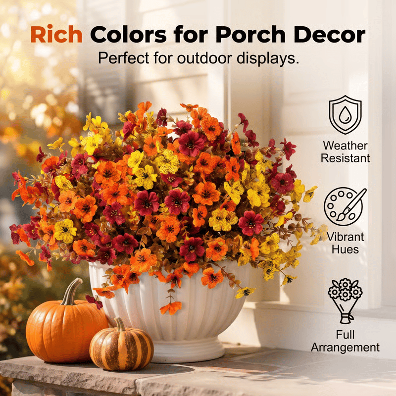 🔥Last Day 50% OFF--Artificial Fall Flowers for Outdoor Indoor Garden Home Decoration