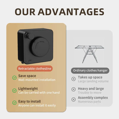 🧺 Retractable Clothesline – Wall-Mounted Stainless Steel Space-Saving Laundry Drying Line 🏠✨