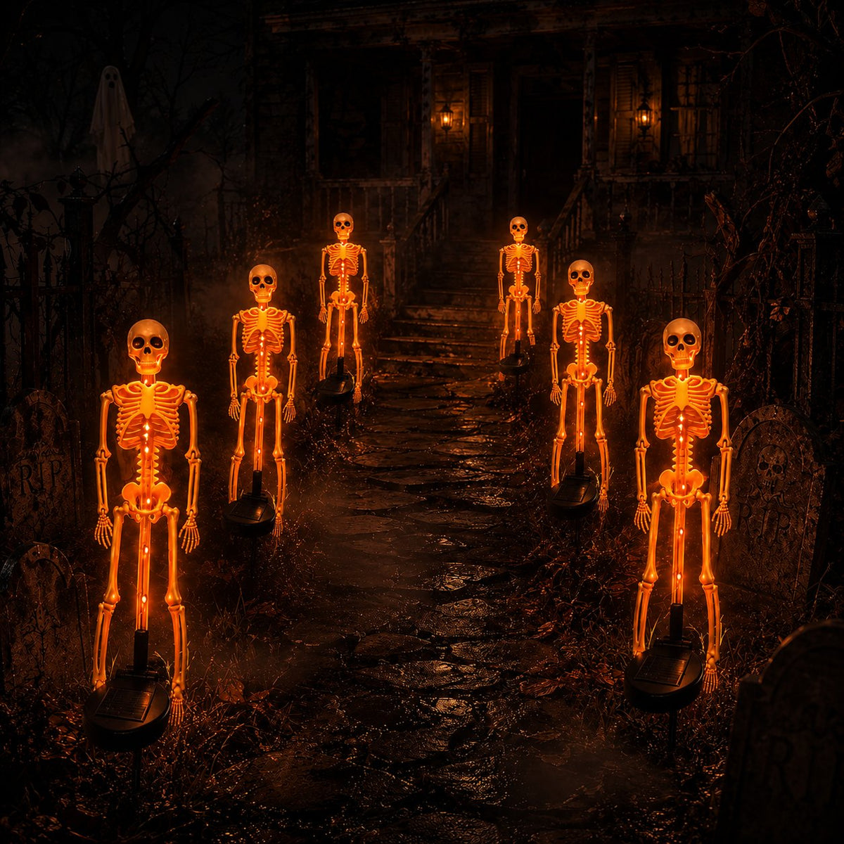 Solar Skull Garden Lights with Eerie Color-Changing Glow 🎃