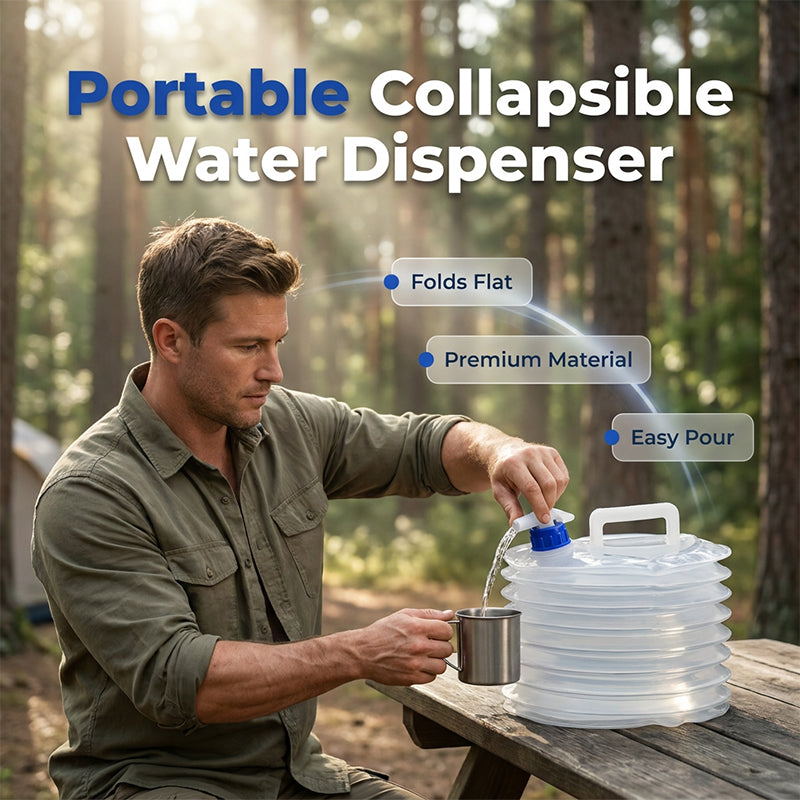 💧Foldable Water Container with Spigot – Space-Saving Portable Water Storage