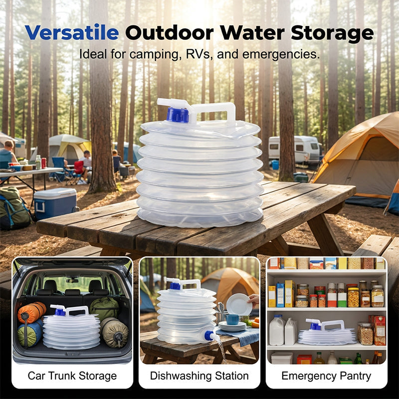 💧Foldable Water Container with Spigot – Space-Saving Portable Water Storage