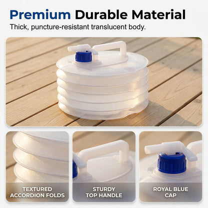 💧Foldable Water Container with Spigot – Space-Saving Portable Water Storage
