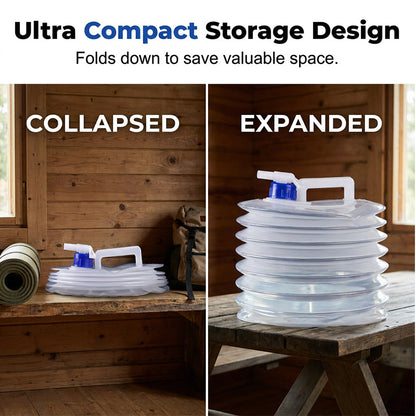💧Foldable Water Container with Spigot – Space-Saving Portable Water Storage